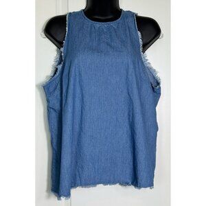 Tea Rose Denim Chambray Sleeveless Top Women's Large
